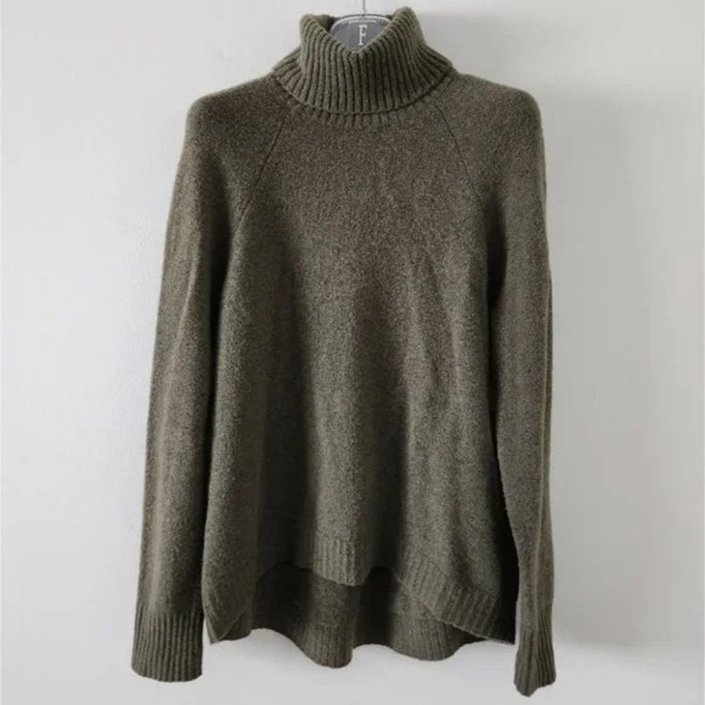 J Crew Olive Green Alpaca Blend Turtleneck Sweater S